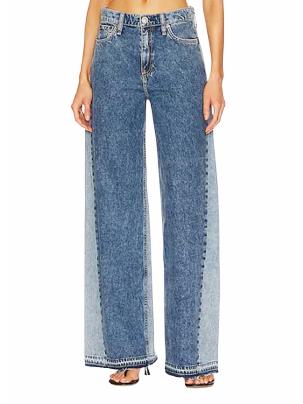 Rag & Bone - Sofie Two Tone Double Indigo Ultra Wide Leg Jeans Sz 29